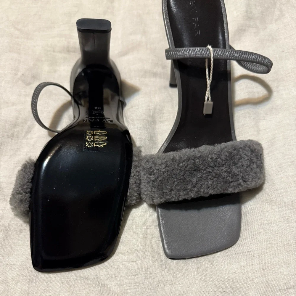 New BY FAR leather ADA sandals color Gray  size 38